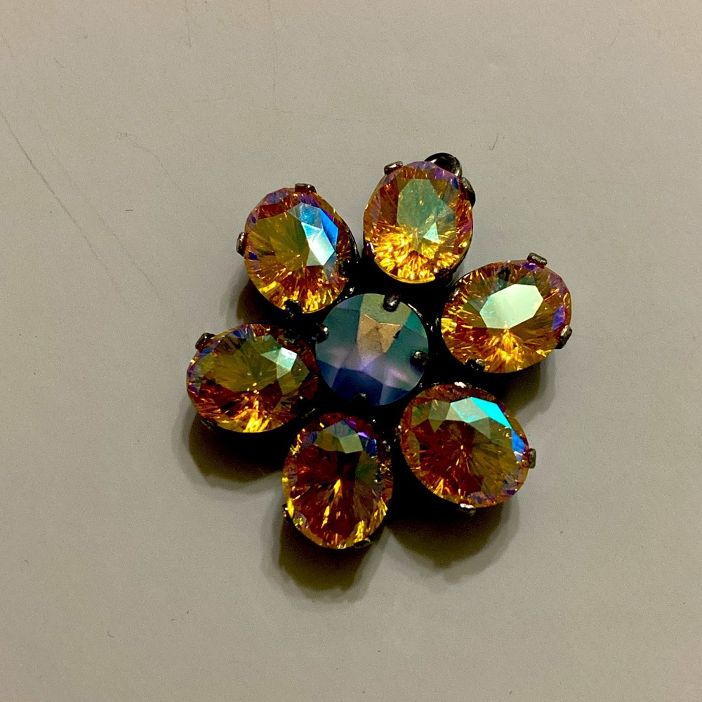 Sabika Sparkling Floral Brooch with Multicolor Swarovski Crystals NEW